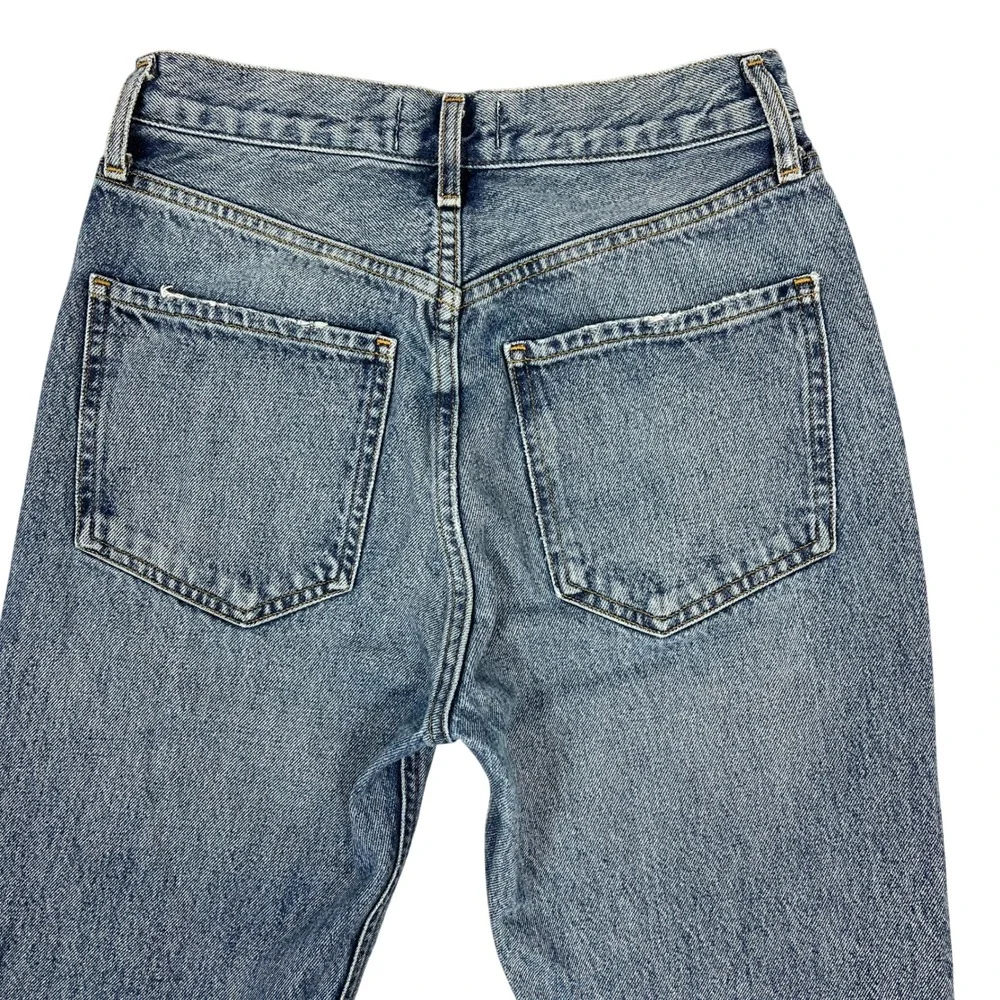 AGOLDE Riley Straight Leg Jeans 26" Distressed Cut Hems High Rise Button Fly - Picture 6 of 14